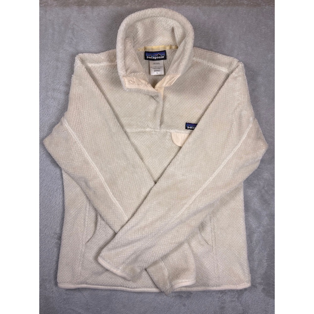 Patagonia Women's Small Cream Fleece Snap-T Pullover Jacket Synchilla
